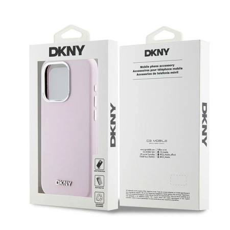 DKNY nakładka do iPhone 15 Pro 6,1\" DKHMP15LSMCHLP różowa HC Magsafe silicone w horizontal metal logo