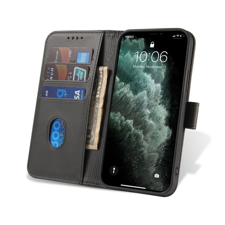 Magnet Case elegancki futerał etui pokrowiec z klapką i funkcją podstawki iPhone 12 Pro Max czarny
