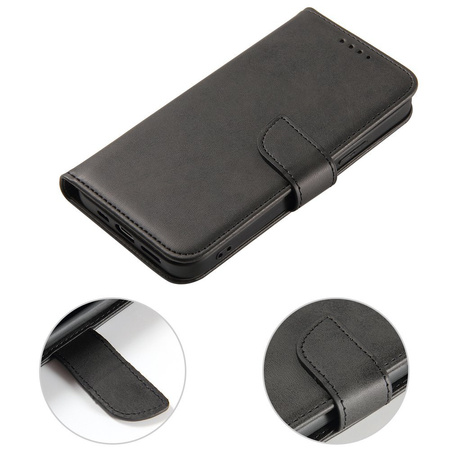 Magnet Case elegancki futerał etui pokrowiec z klapką i funkcją podstawki iPhone 12 Pro Max czarny