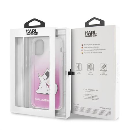 Oryginalne etui Karl Lagerfeld nakładka do iPhone 11 KLHCN61CFNRCPI różowy hard case Choupette Fun