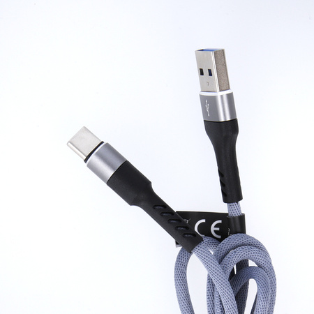 Maxlife kabel MXUC-01 USB - USB-C 1,0 m 2A szary nylonowy