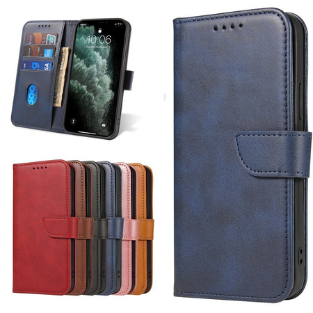Magnet Case elegancki futerał etui pokrowiec z klapką i funkcją podstawki iPhone 12 Pro / iPhone 12 niebieski