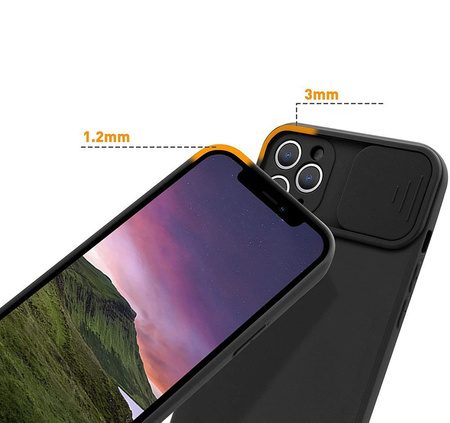 Etui IPHONE 12 Silikonowe z Osłoną na Aparat Nexeri Silicone Lens czarne