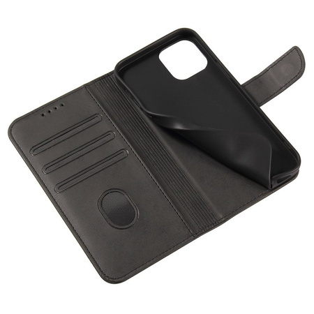 Magnet Case elegancki futerał etui pokrowiec z klapką i funkcją podstawki iPhone 12 Pro Max czarny