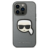 Karl Lagerfeld nakładka do iPhone 14 Pro 6,1\" KLHCP14LSAPKHG srebrna PU Saffiano case with Karl Head Patch