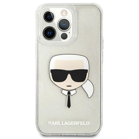 Karl Lagerfeld nakladka do iPhone 13 Pro KLHCP13LKHTUGLS srebrne hard case Glitter Karl`s Head