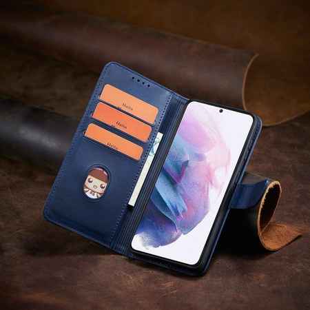 Magnet Case elegancki futerał etui pokrowiec z klapką i funkcją podstawki Samsung Galaxy S22 niebieski