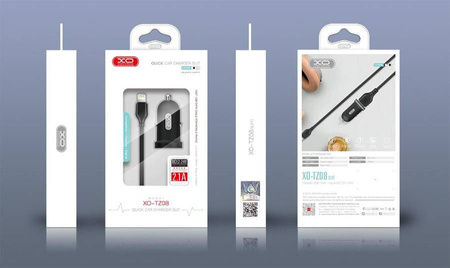 XO ładowarka samochodowa TZ08 2x USB 2,1A czarna + kabel Lightning