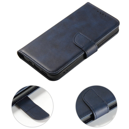 Magnet Case elegancki futerał etui pokrowiec z klapką i funkcją podstawki iPhone 12 Pro / iPhone 12 niebieski