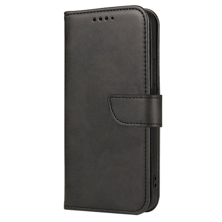 Magnet Case elegancki futerał etui pokrowiec z klapką i funkcją podstawki iPhone 12 Pro Max czarny