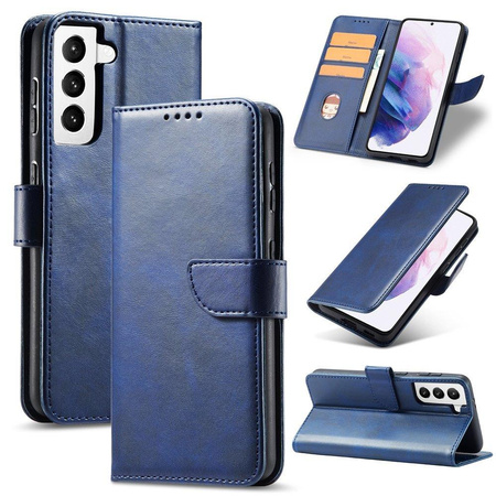 Magnet Case elegancki futerał etui pokrowiec z klapką i funkcją podstawki Samsung Galaxy S22 niebieski
