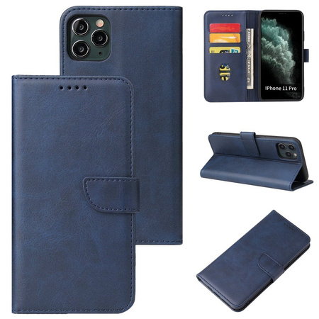 Magnet Case elegancki futerał etui pokrowiec z klapką i funkcją podstawki iPhone 11 Pro Max niebieski