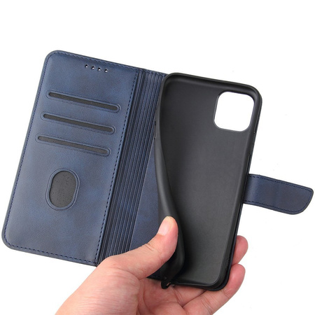 Magnet Case elegancki futerał etui pokrowiec z klapką i funkcją podstawki iPhone 11 Pro Max niebieski