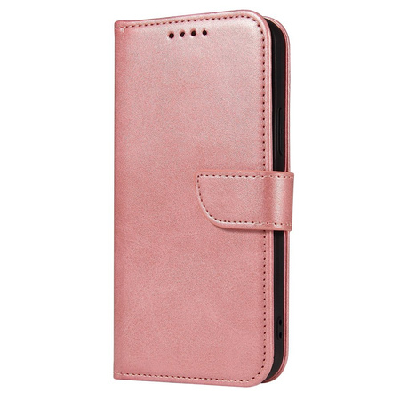 Magnet Case elegancki futerał etui pokrowiec z klapką i funkcją podstawki iPhone 12 Pro Max różowy