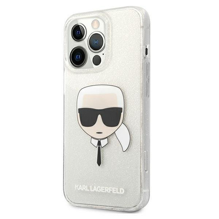 Karl Lagerfeld nakladka do iPhone 13 Pro KLHCP13LKHTUGLS srebrne hard case Glitter Karl`s Head