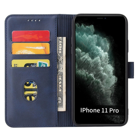 Magnet Case elegancki futerał etui pokrowiec z klapką i funkcją podstawki iPhone 11 Pro Max niebieski