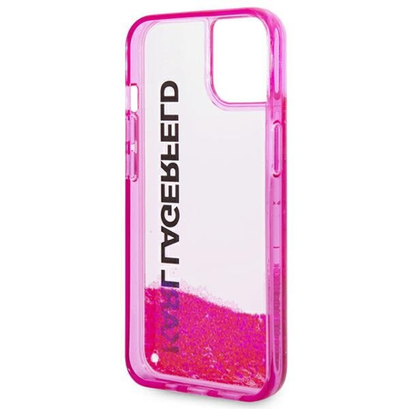 Karl Lagerfeld nakładka do iPhone 14 Plus 6,7\" KLHCP14MLCKVF różowa Liquid Glitter Translucent case Elongated Logo