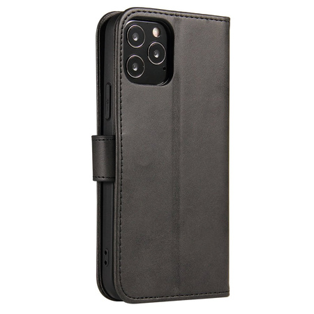 Magnet Case elegancki futerał etui pokrowiec z klapką i funkcją podstawki iPhone 12 Pro Max czarny