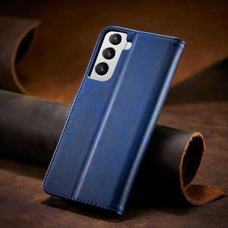Magnet Case elegancki futerał etui pokrowiec z klapką i funkcją podstawki Samsung Galaxy S22 niebieski