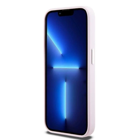 DKNY nakładka do iPhone 15 Pro 6,1\" DKHMP15LSMCHLP różowa HC Magsafe silicone w horizontal metal logo