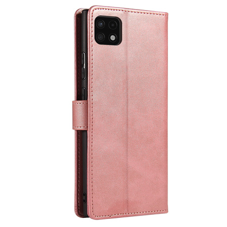 Magnet Case elegancki futerał etui pokrowiec z klapką i funkcją podstawki Samsung Galaxy A22 4G różowy