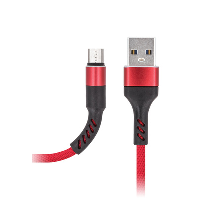 Maxlife kabel MXUC-01 USB - microUSB 1,0 m 2A czerwony nylonowy