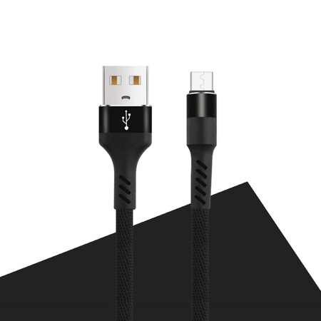 Maxlife kabel MXUC-01 USB - microUSB 1,0 m 2A czarny nylonowy