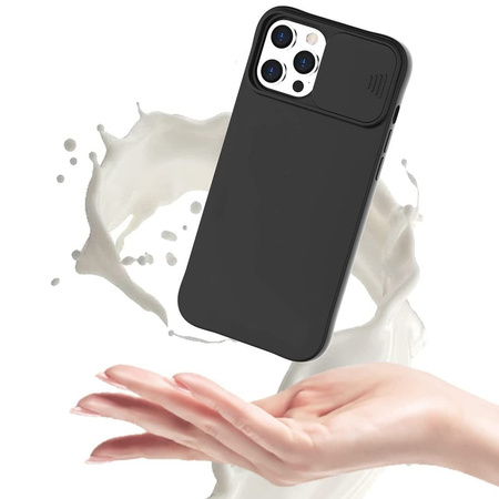Etui IPHONE 12 Silikonowe z Osłoną na Aparat Nexeri Silicone Lens czarne