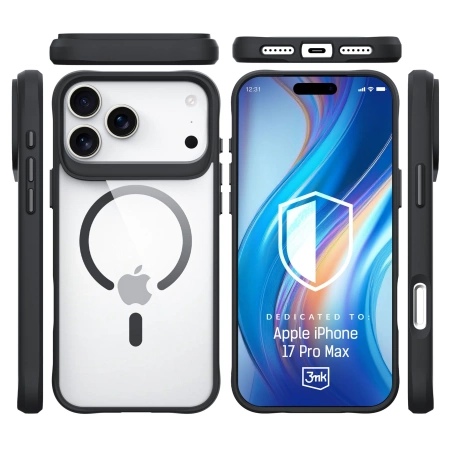 Etui 3mk Satin Armor MagCase na iPhone 17 Pro Max - przezroczysto czarne