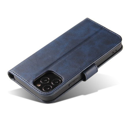 Magnet Case elegancki futerał etui pokrowiec z klapką i funkcją podstawki iPhone 12 Pro / iPhone 12 niebieski