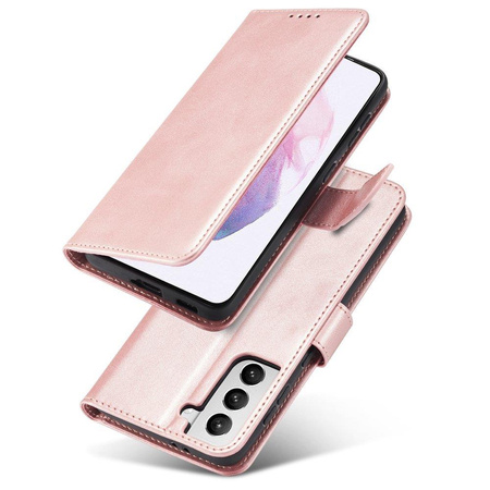 Magnet Case elegancki futerał etui pokrowiec z klapką i funkcją podstawki Samsung Galaxy S22+ (S22 Plus) różowy