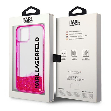Karl Lagerfeld nakładka do iPhone 14 Plus 6,7\" KLHCP14MLCKVF różowa Liquid Glitter Translucent case Elongated Logo