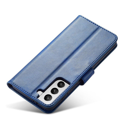 Magnet Case elegancki futerał etui pokrowiec z klapką i funkcją podstawki Samsung Galaxy S22 niebieski