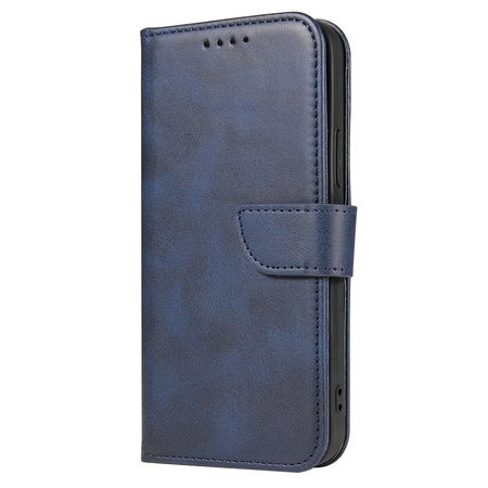 Magnet Case elegancki futerał etui pokrowiec z klapką i funkcją podstawki iPhone 12 Pro / iPhone 12 niebieski