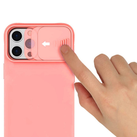 Etui IPHONE 7 / 8 / SE 2020 Silikonowe z Osłoną na Aparat Nexeri Silicone Lens brzoskwiniowe