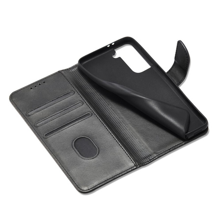 Magnet Case elegancki futerał etui pokrowiec z klapką i funkcją podstawki Samsung Galaxy S21 5G czarny