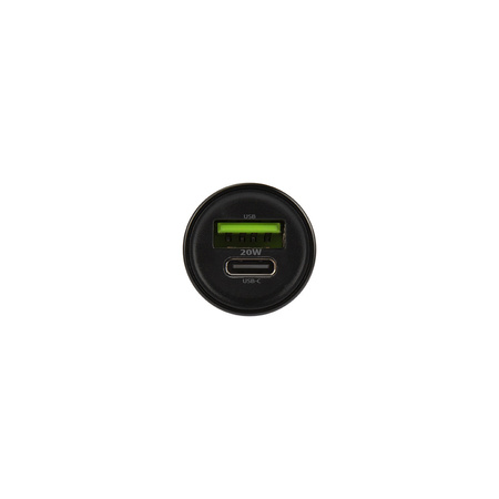 Maxlife ładowarka samochodowa PD QC MXCC-04 1x USB-C 1x USB 20W czarna + kabel USB-C - Lightning 27W