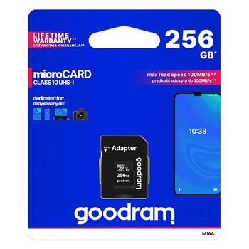 Goodram Microcard 256 GB karta pamięci micro SD XC UHS-I class 10, adapter SD M1AA-2560R12