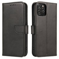 Magnet Case elegancki futerał etui pokrowiec z klapką i funkcją podstawki iPhone 12 Pro Max czarny