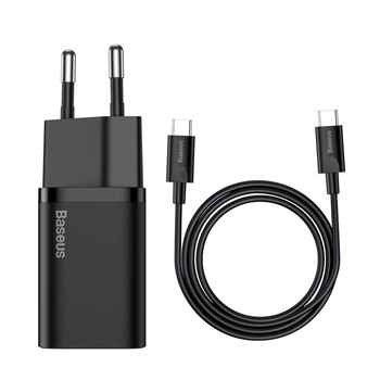 Baseus Super Si szybka ładowarka sieciowa Quick Charge 3.0 Power Delivery 25W 3A + Kabel USB Typ C - USB Typ C 3A 1m czarny TZCCSUP-L01
