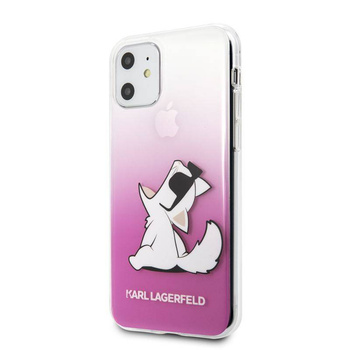Oryginalne etui Karl Lagerfeld nakładka do iPhone 11 KLHCN61CFNRCPI różowy hard case Choupette Fun