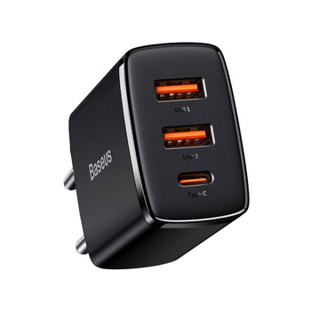 Baseus ładowarka sieciowa Compact PD 30W 1x USB-C 2x USB czarna