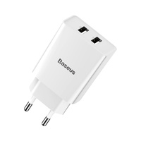Baseus ładowarka sieciowa Mini Dual-U 2 x USB biała 2,1A