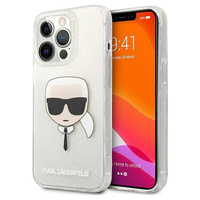 Karl Lagerfeld nakladka do iPhone 13 Pro  KLHCP13LKHTUGLS srebrne hard case Glitter Karl`s Head