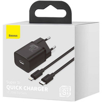 BASEUS SUPER SI NETWORK CHARGER PD20W + LIGHTNING CABLE BLACK