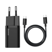 Baseus Super Si szybka ładowarka sieciowa Quick Charge 3.0 Power Delivery 25W 3A + Kabel USB Typ C - USB Typ C 3A 1m czarny TZCCSUP-L01