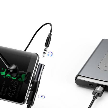 Baseus Audio Converter L41 adapter przejściówka ze złącza USB-C na port USB-C + gniazdo słuchawkowe 3,5 mm czarny CATL41-01