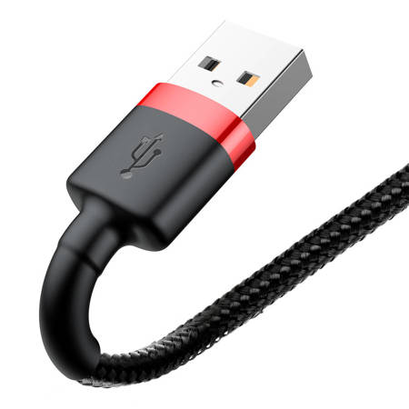 Baseus Cafule Cable wytrzymały nylonowy kabel przewód USB / Lightning QC3.0 2.4A 1M czarno-czerwony CALKLF-B19