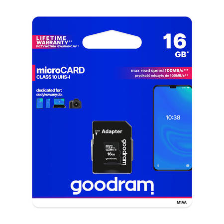 GoodRam karta pamięci 16GB microSDHC kl. 10 UHS-I + adapter