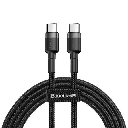 Kabel przewód BASEUS USB-C TYP C 3A 1M nylon Cafule PD 2.0 60W (20V 3A) szaro czarny